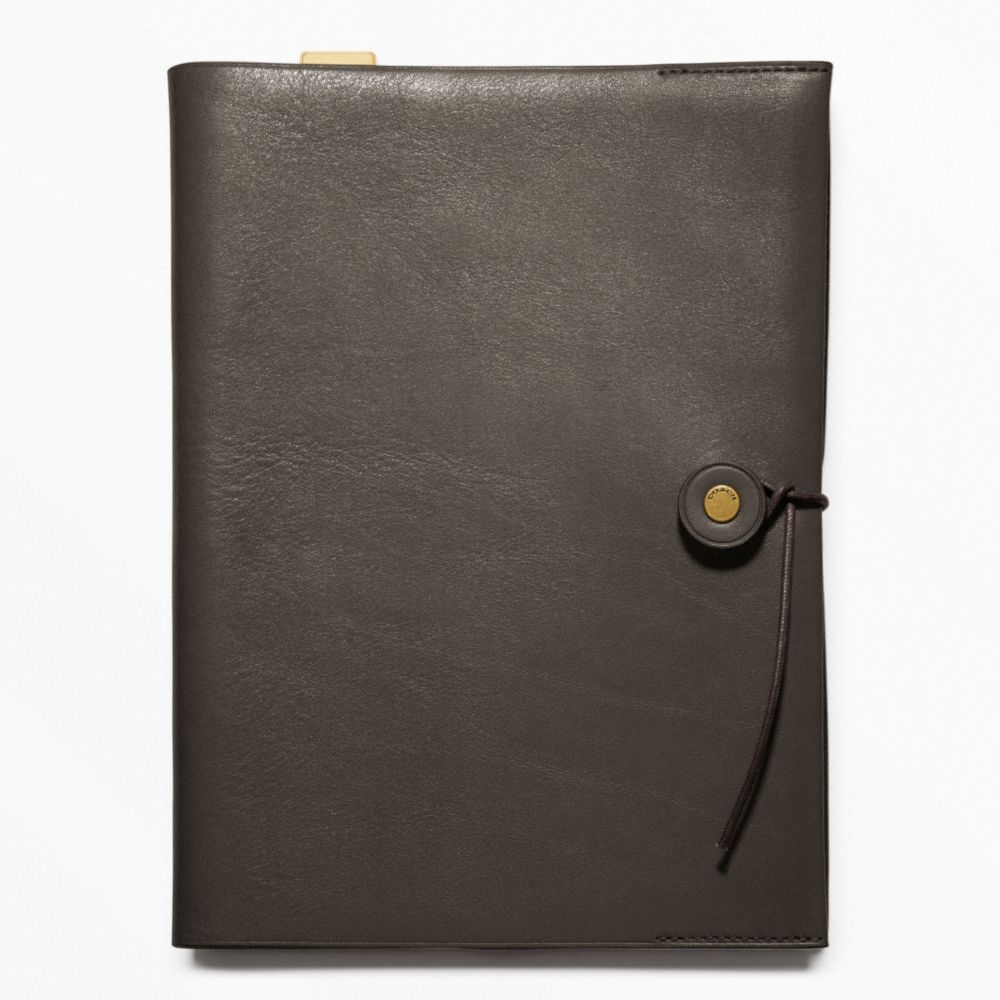 BLEECKER LEATHER A5 NOTEBOOK - DARK GREY - COACH F62656