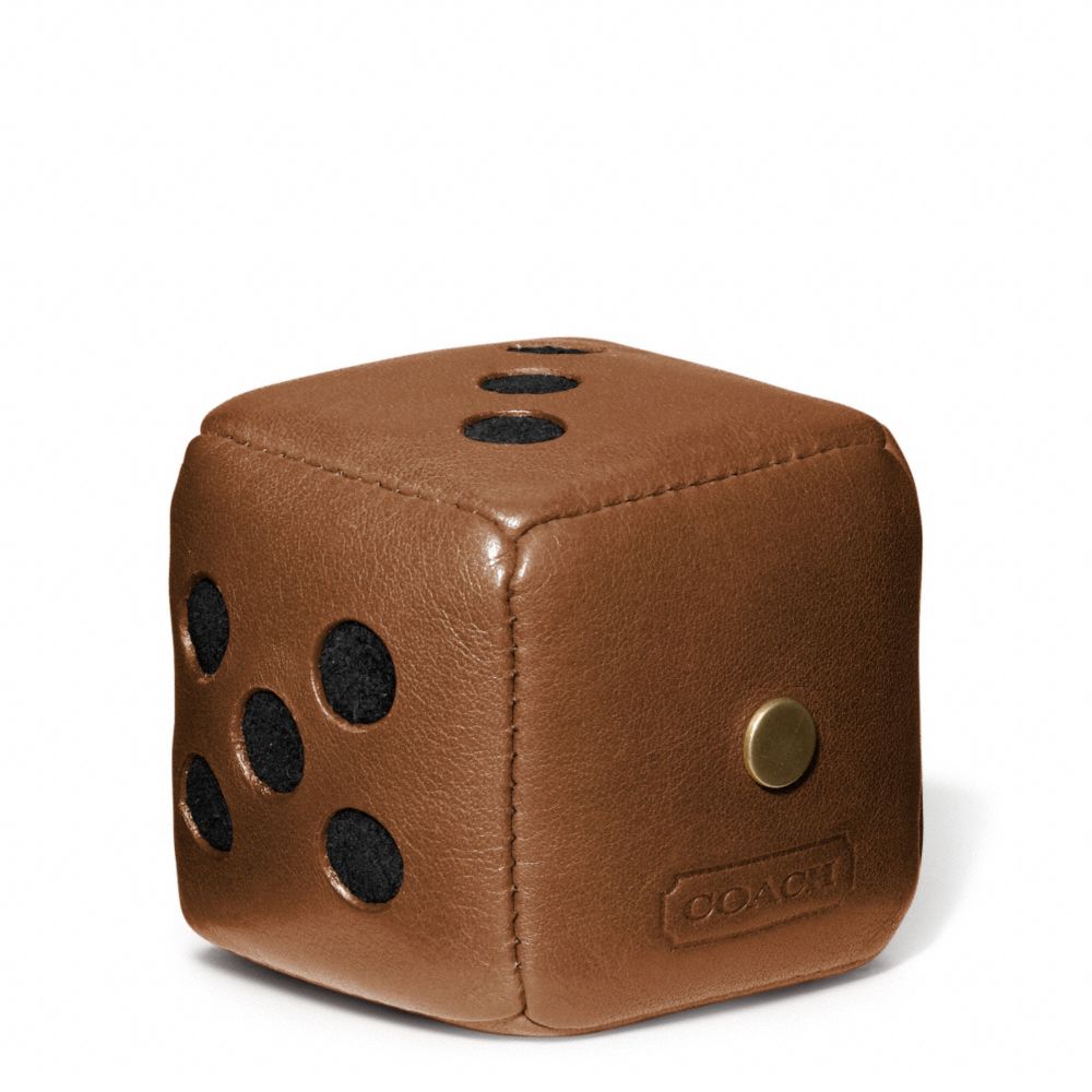 COACH F62666 Bleecker Leather Dice Paperweight FAWN