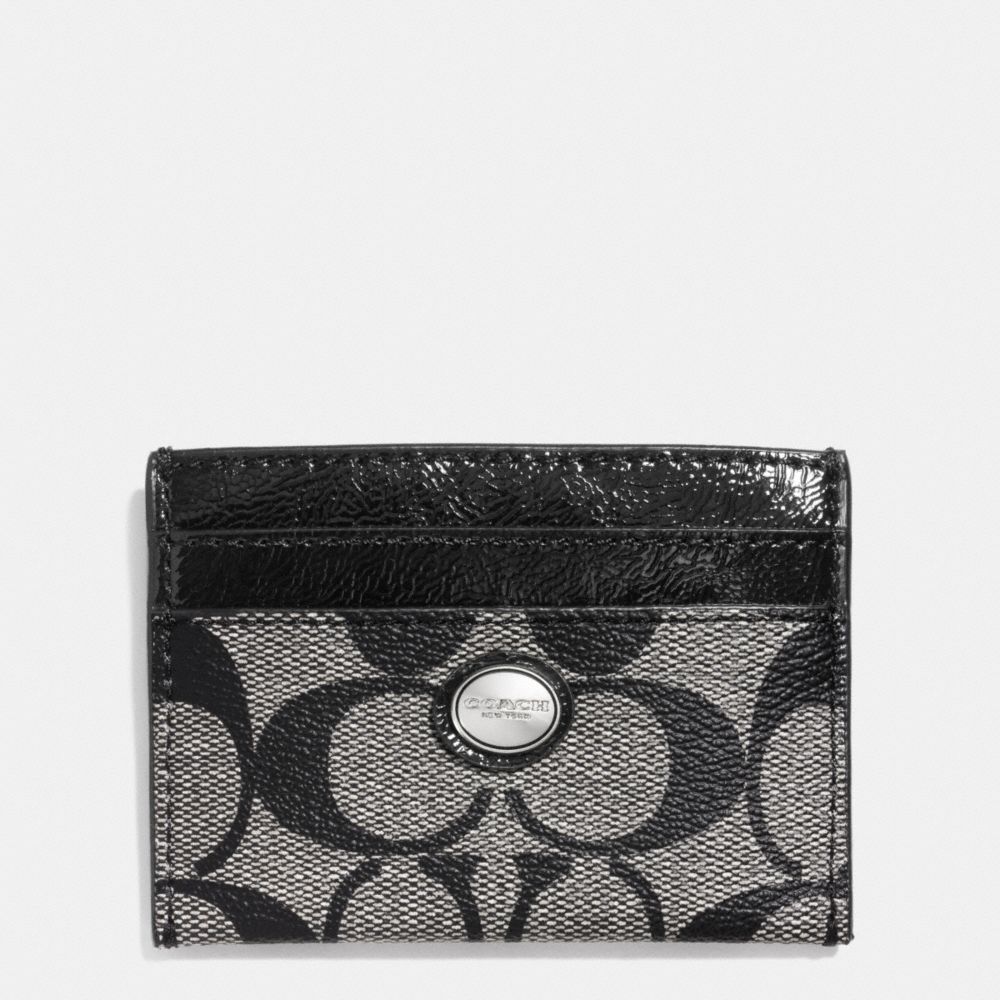 COACH F62861 PEYTON SIGNATURE CARD CASE SILVER/BLACK/WHITE/BLACK