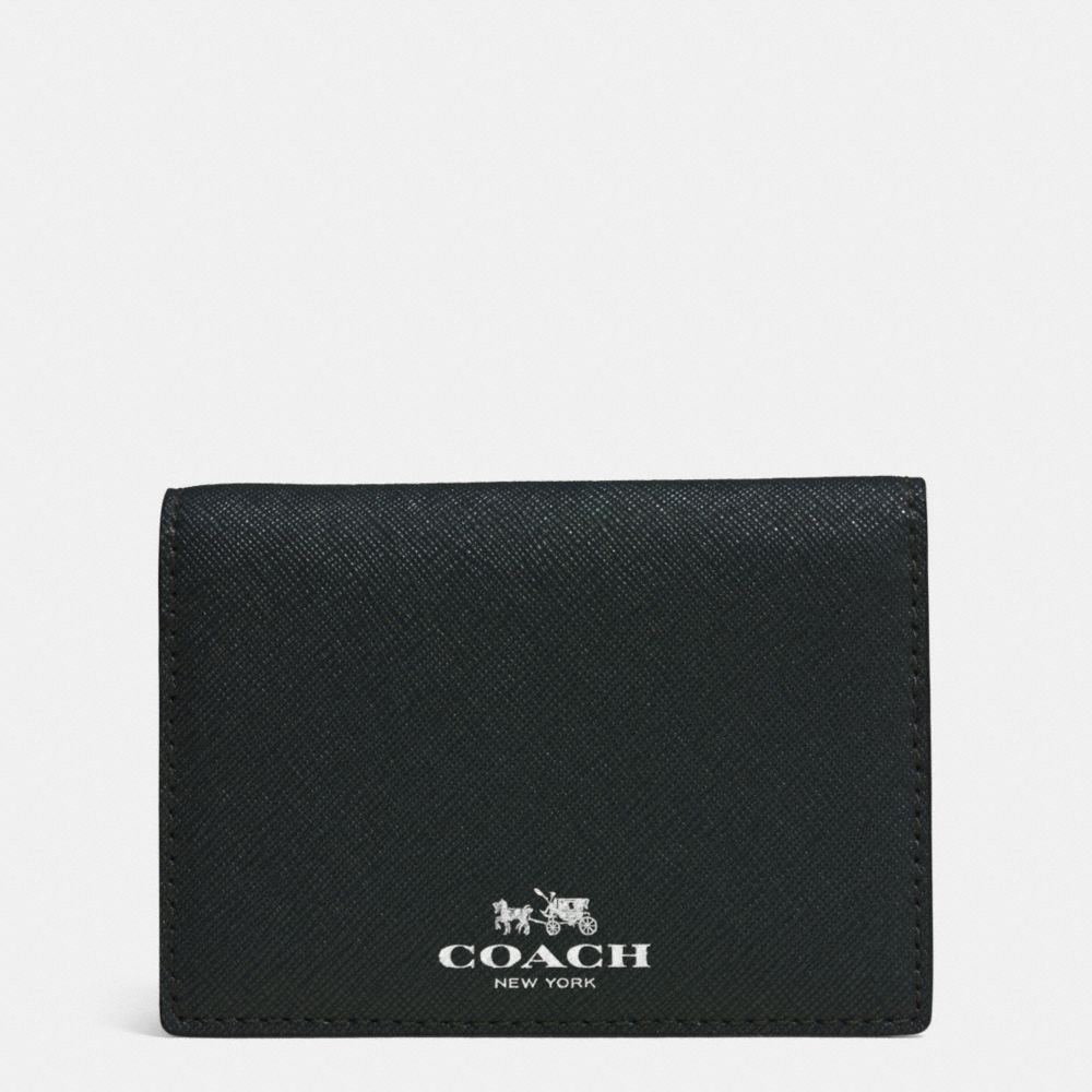 DARCY LEATHER BIFOLD CARD CASE - f62874 - SILVER/BLACK