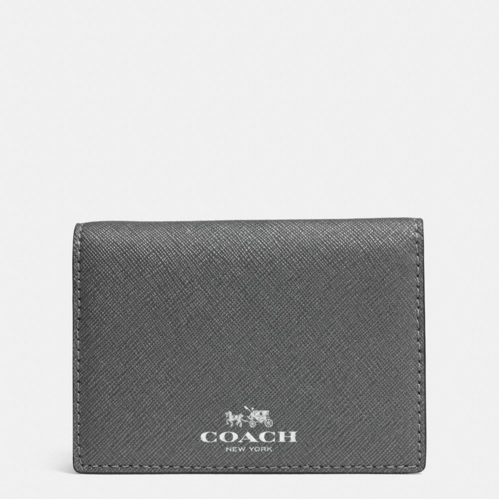 DARCY LEATHER BIFOLD CARD CASE - f62874 - SILVER/PEWTER