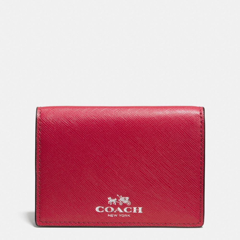 COACH F62874 Darcy Leather Bifold Card Case SILVER/RED