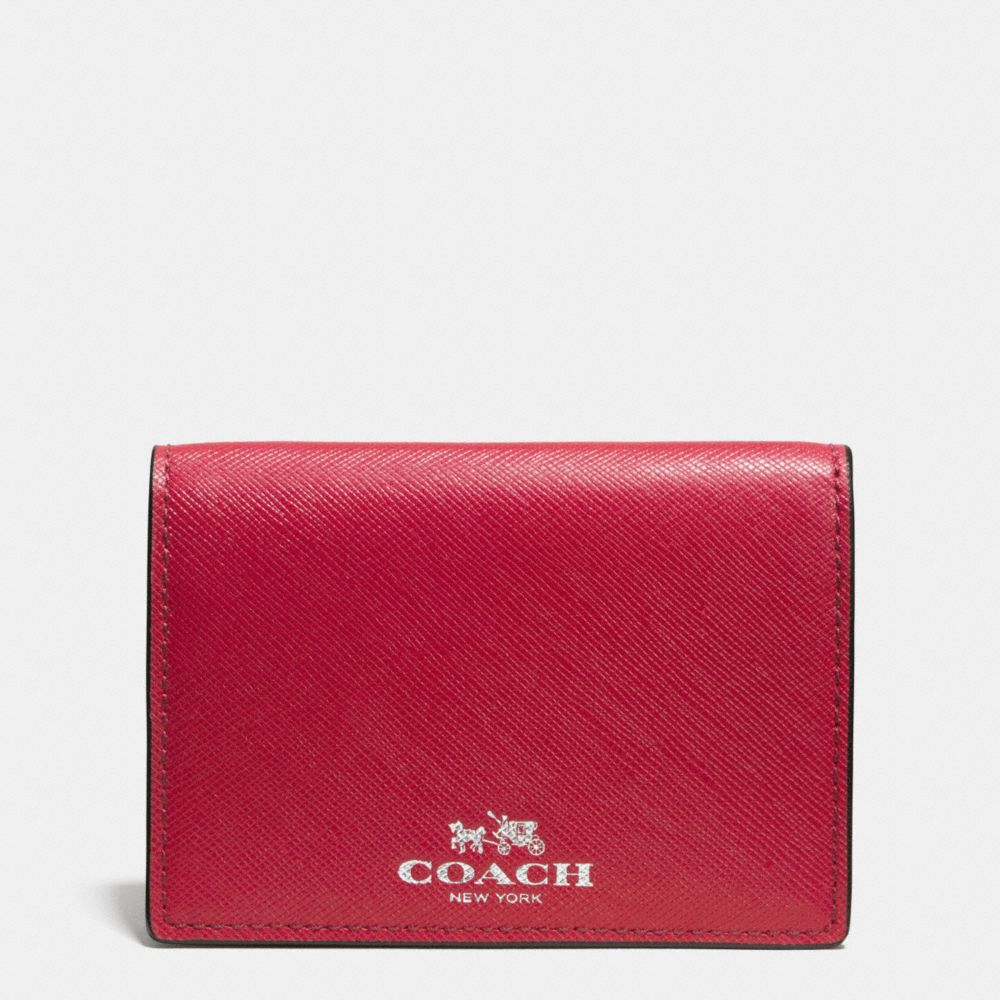 COACH F62874 DARCY LEATHER BIFOLD CARD CASE SILVER/RED