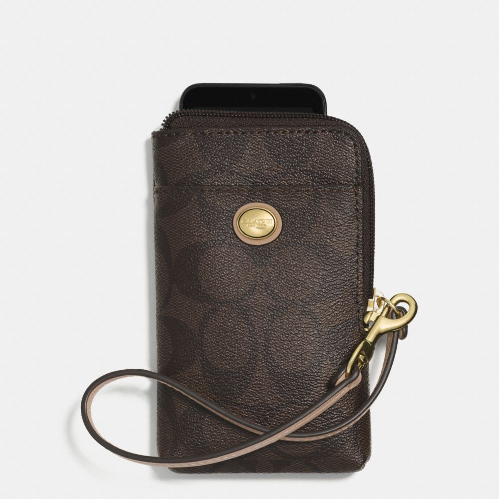 COACH F62926 PEYTON SIGNATURE UNIVERSAL PHONE CASE BRASS/BROWN/TAN