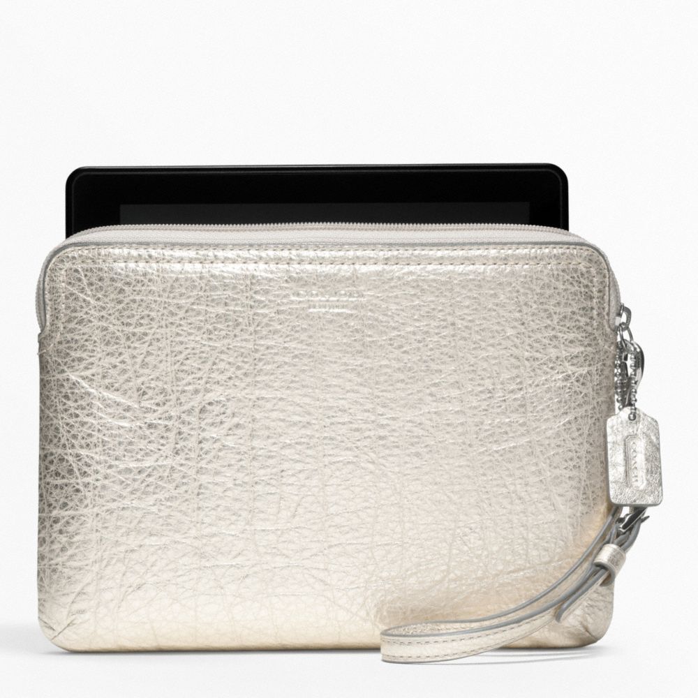 COACH f62942 METALLIC LEATHER E-READER SLEEVE 