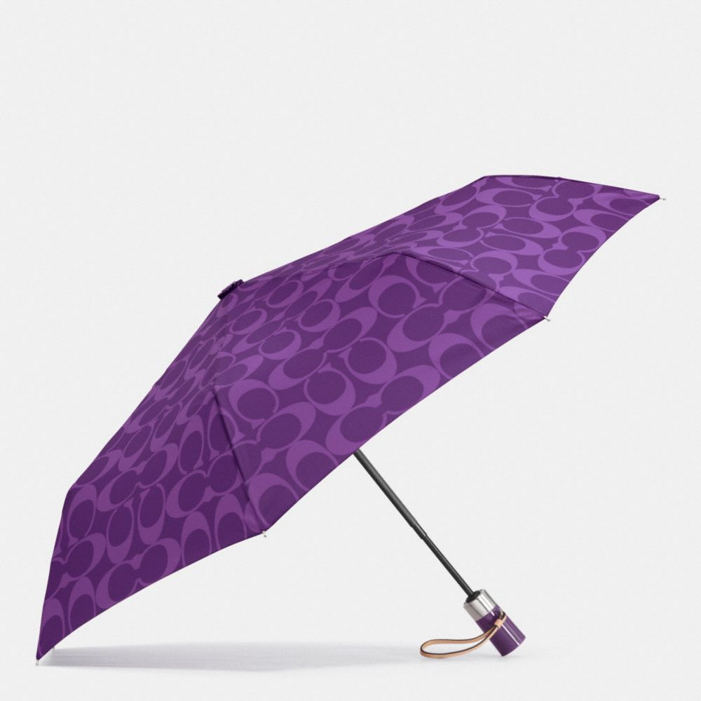COACH F62958 Perforated Embossed Liquid Gloss Signature Umbrella SILVER/VIOLET