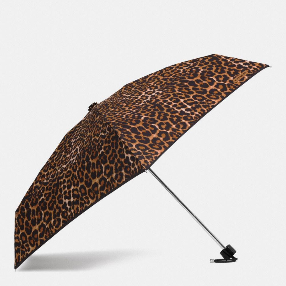 COACH PEYTON OCELOT PRINT MINI UMBRELLA - SILVER/NATURAL MULTI - f62963