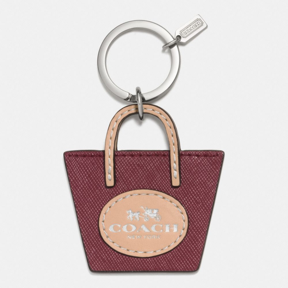 COACH METRO TOTE KEY RING - SILVER/CRIMSON - f62984