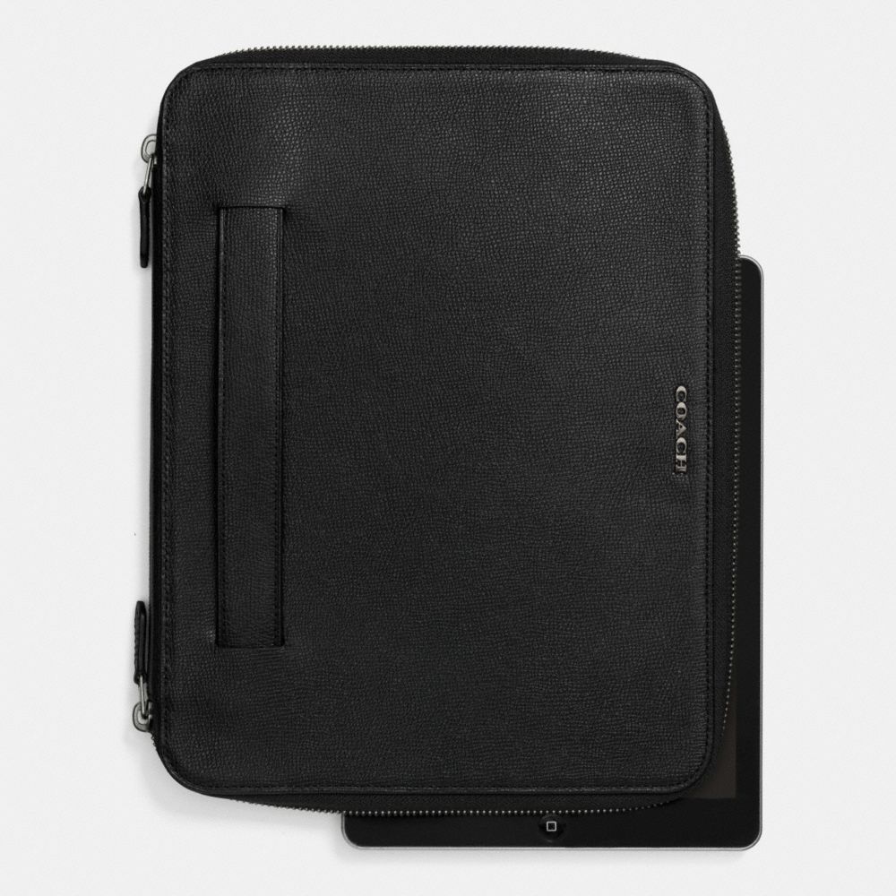 ZIP IPAD CASE IN LEATHER - f63015 -  BLACK