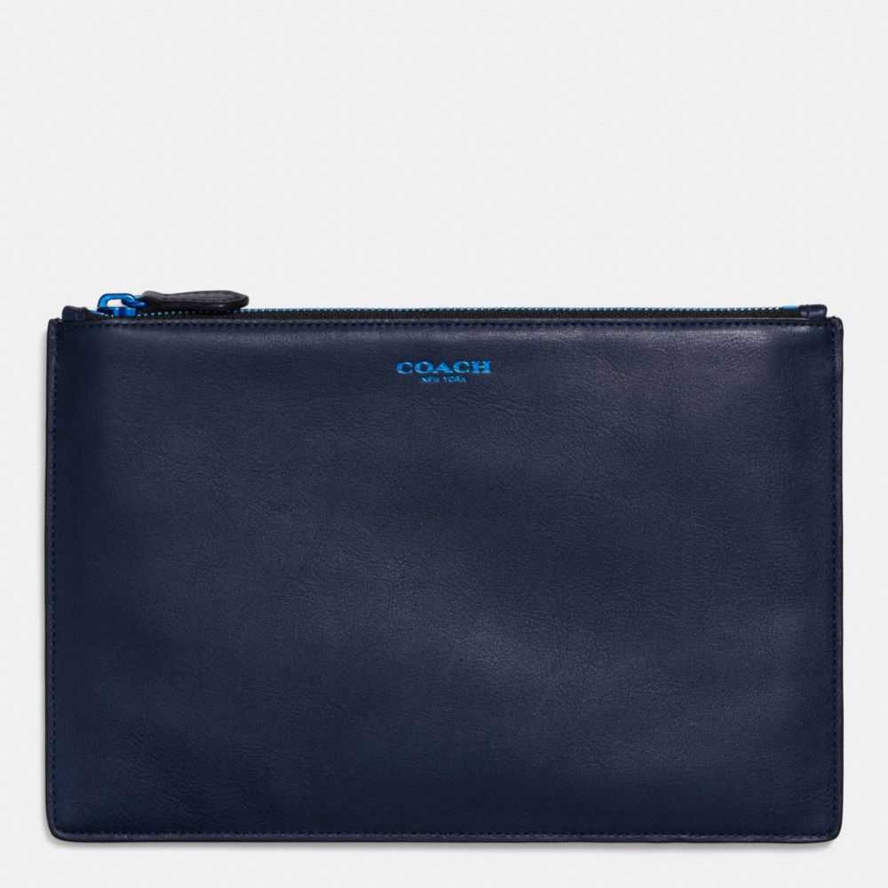 POP LARGE POUCH IN LEATHER - f63041 - NAVY/COBALT