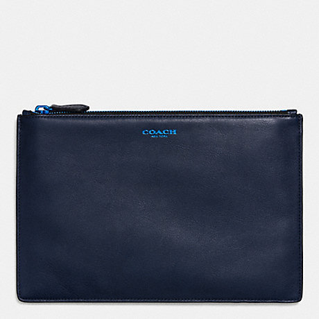 COACH POP LARGE POUCH IN LEATHER - NAVY/COBALT - f63041