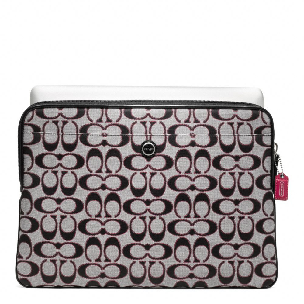 POPPY SIGNATURE SATEEN METALLIC LAPTOP SLEEVE COACH F63058