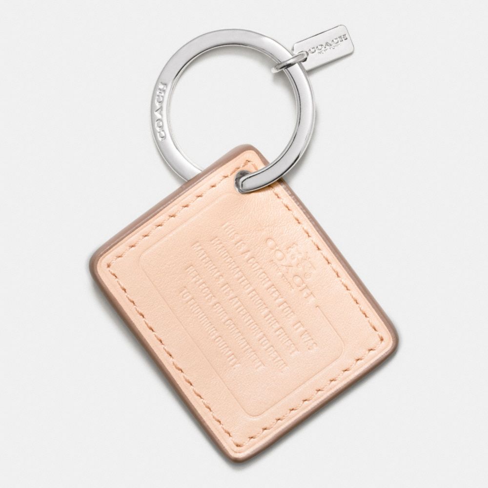 COACH LEATHER STORYPATCH KEY RING - f63081 - SILVER/CHALK
