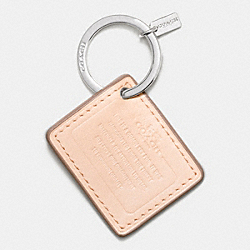 COACH LEATHER STORYPATCH KEY RING - SILVER/CHALK - COACH F63081