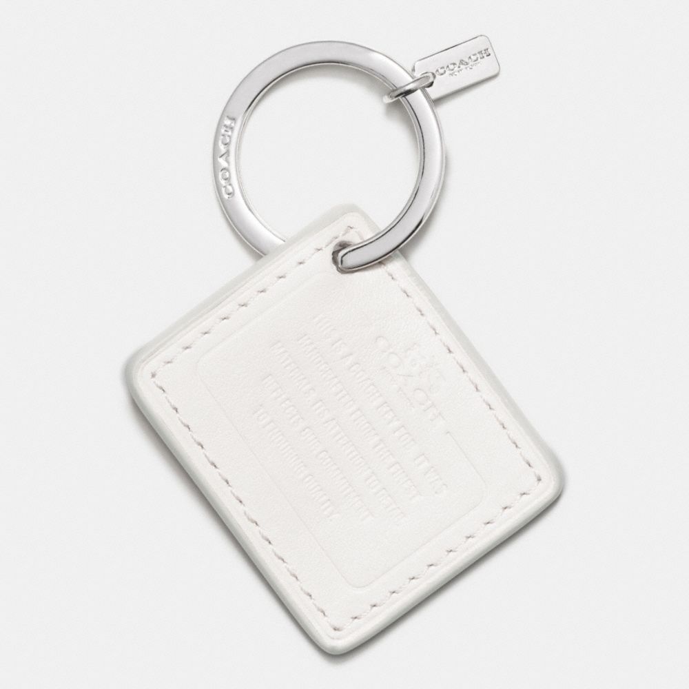 COACH F63081 Coach Leather Storypatch Key Ring SILVER/CHALK