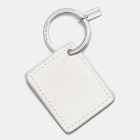 COACH F63081 COACH LEATHER STORYPATCH KEY RING SILVER/CHALK