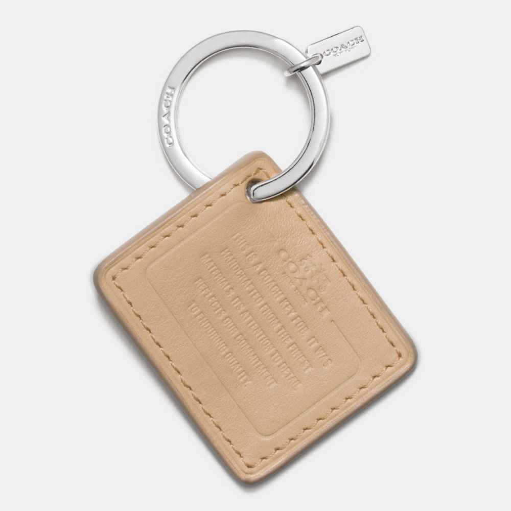 COACH F63081 - COACH LEATHER STORYPATCH KEY RING SILVER/CHALK