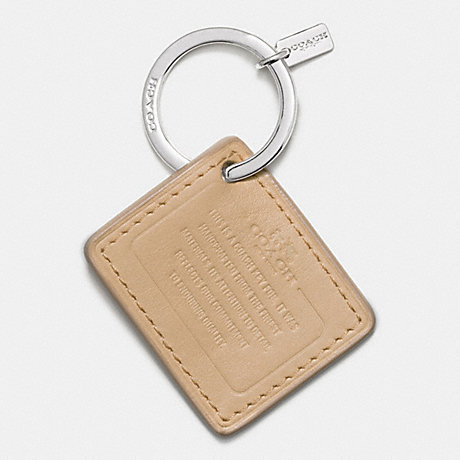 COACH F63081 COACH LEATHER STORYPATCH KEY RING SILVER/CHALK