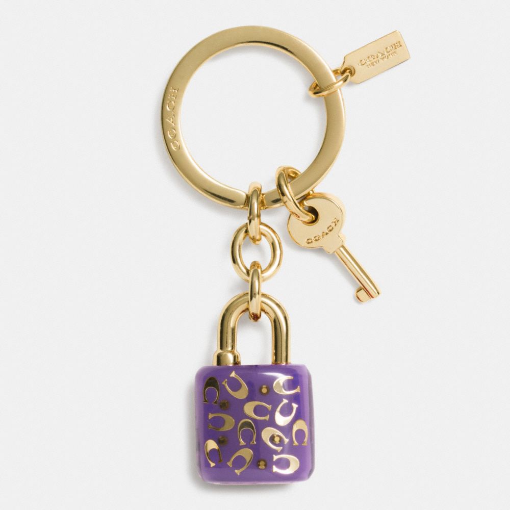 SPRINKLE C LUCITE LOCK KEY RING - LIGHT GOLD/VIOLET - COACH F63095