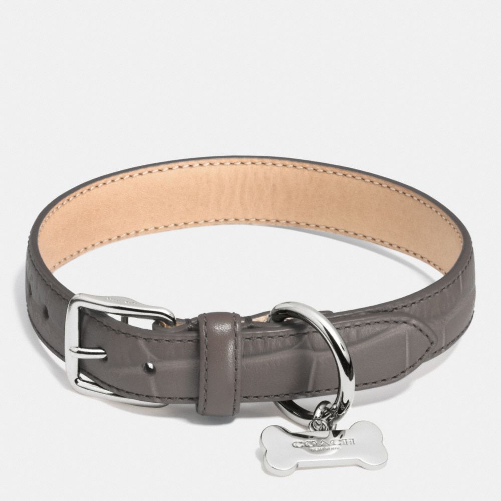 COACH F63145 Collar In Croc Embossed Leather SILVER/MINK