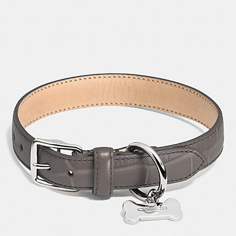 COACH F63145 COLLAR IN CROC EMBOSSED LEATHER SILVER/MINK