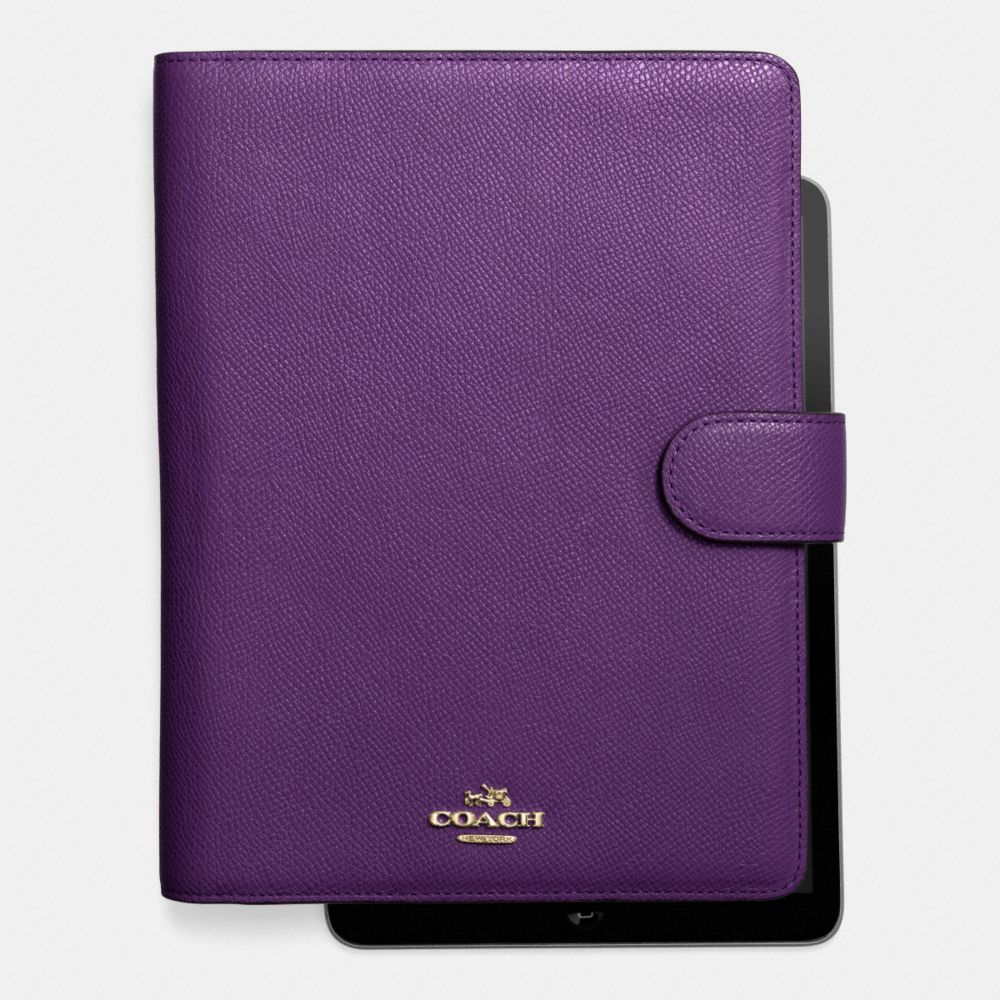 6X8 TAB JACKET IN CROSSGRAIN LEATHER - LIGHT GOLD/VIOLET - COACH F63153
