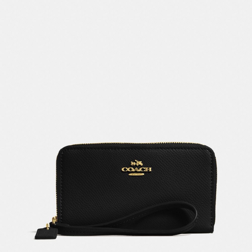 CROSSGRAIN LEATHER ZIP CASE - LIGHT GOLD/BLACK - COACH F63257