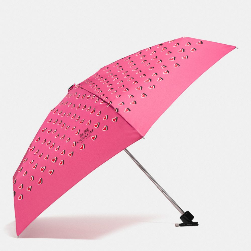 MINI UMBRELLA IN HEART PRINT - SILVER/PINK MULTICOLOR - COACH F63258