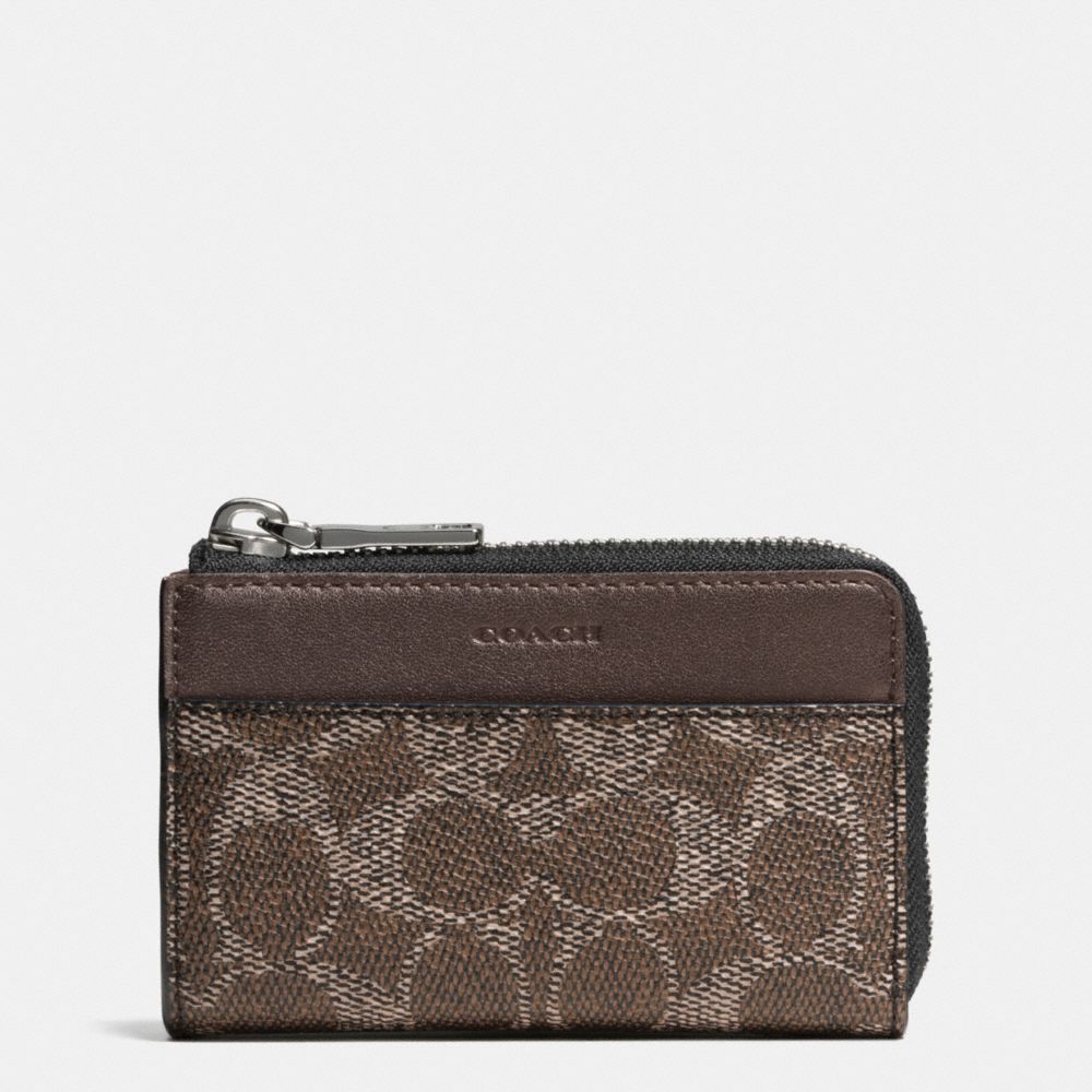 COACH ZIP KEY CASE IN EMBOSSED SIGNATURE - BARK - f63267