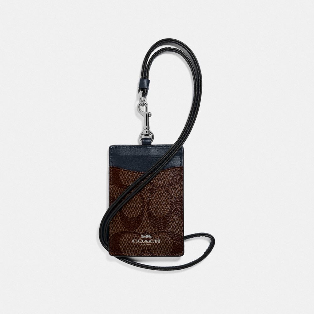 COACH F63274 - ID LANYARD IN SIGNATURE CANVAS SV/BROWN MIDNIGHT