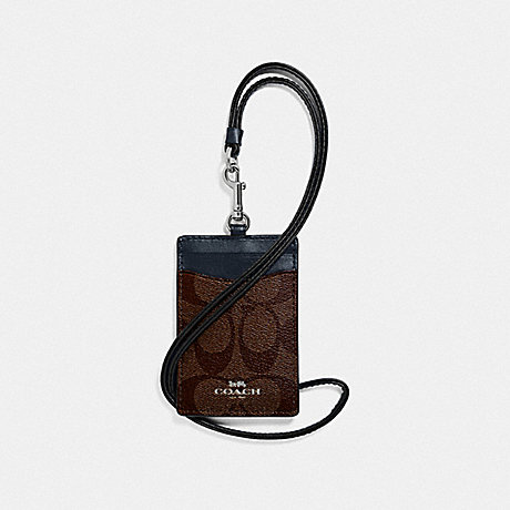 COACH F63274 ID LANYARD IN SIGNATURE CANVAS SV/BROWN-MIDNIGHT