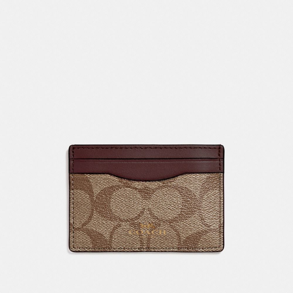 CARD CASE IN SIGNATURE COATED CANVAS - LIGHT GOLD/KHAKI - COACH F63279