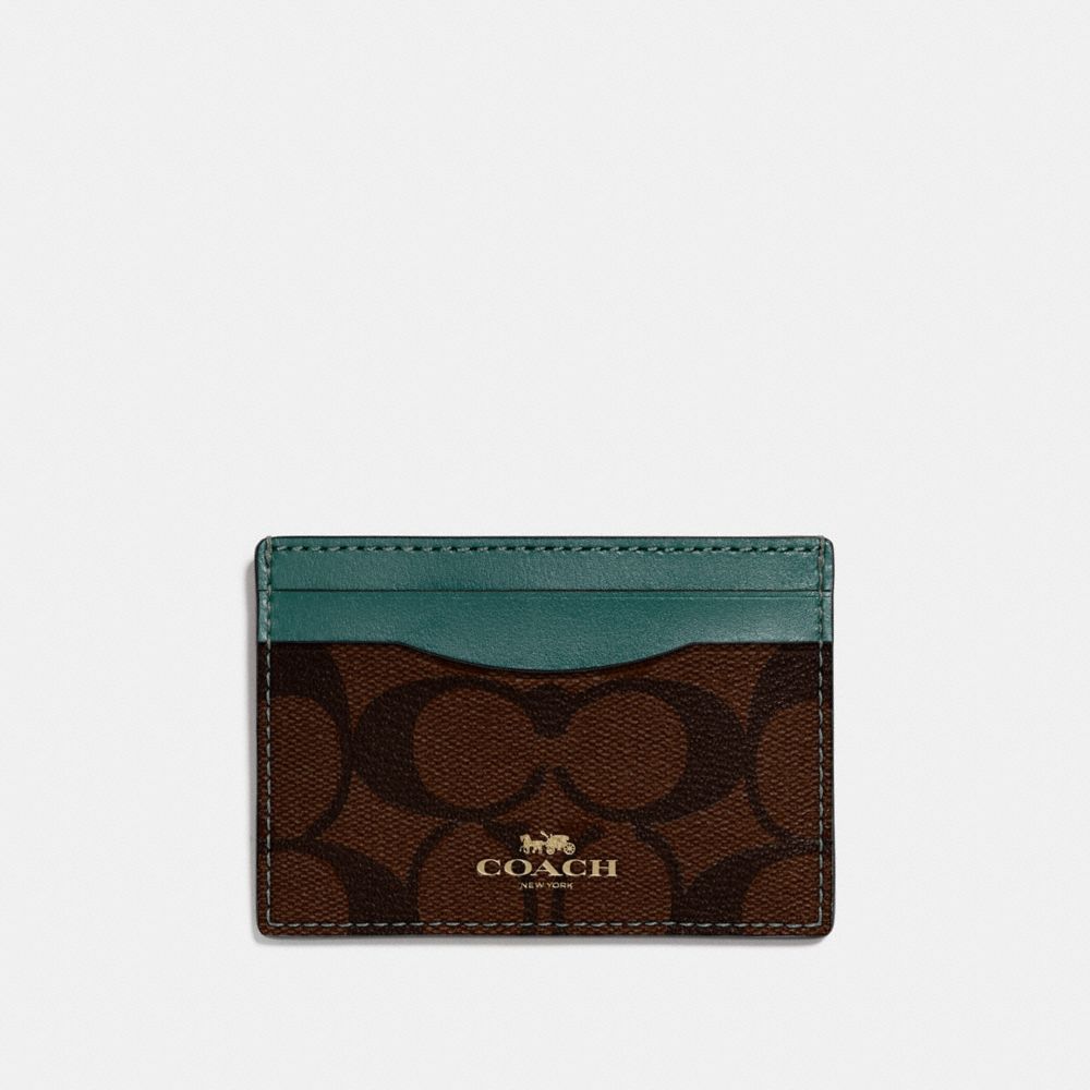 COACH®  Card Case With Signature Canvas Interior