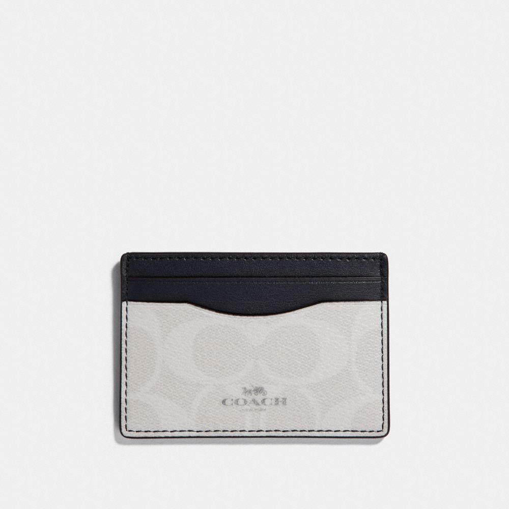 CARD CASE IN SIGNATURE CANVAS - CHALK/MIDNIGHT/SILVER - COACH F63279