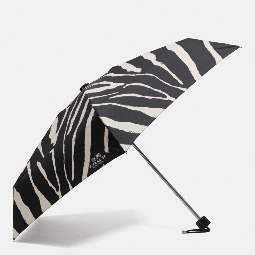 COACH F63327 Zebra Print Mini Umbrella SILVER/BLACK MULTI