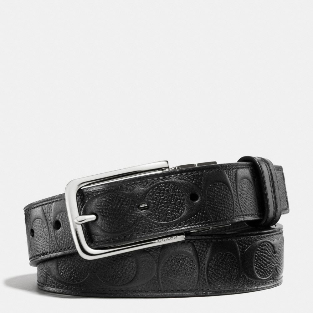 COACH f63333 DRESS WESTON CUT-TO-SIZE SIGNATURE C CROSSGRAIN LEATHER REVERSIBLE BELT BLACK/BLACK