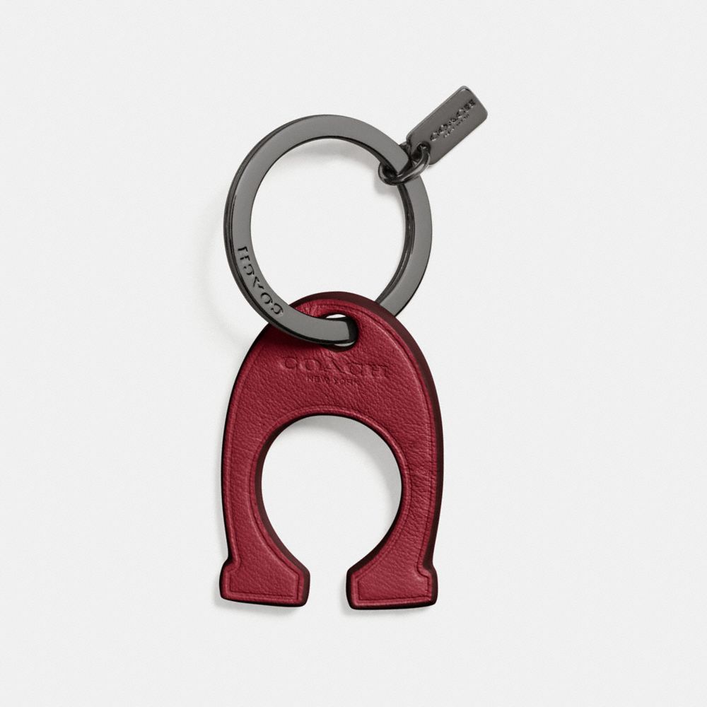 SIGNATURE KEY RING - COACH f63342 - BLACK CHERRY/BLACK