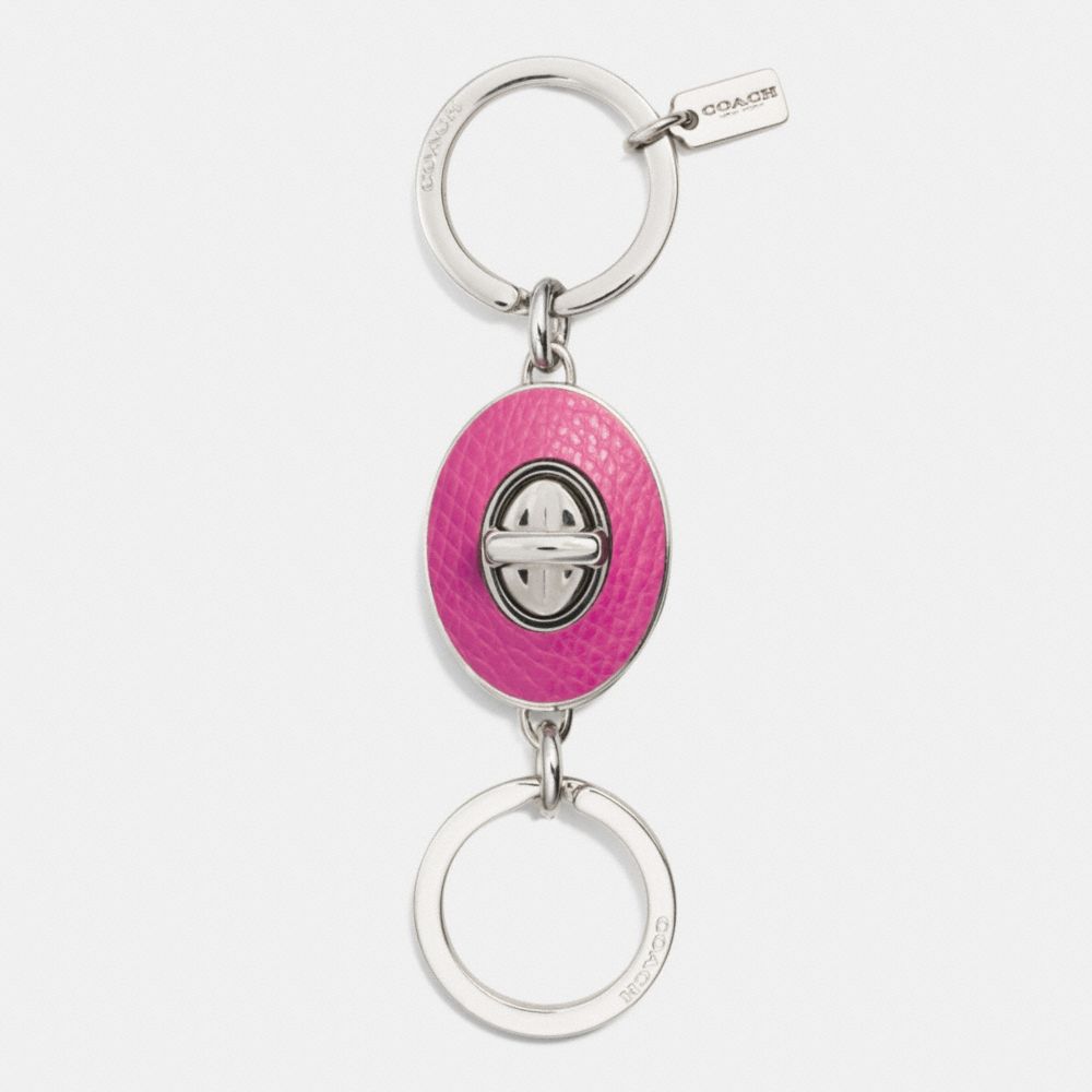 COACH f63363 BRIDGE INLAY VALET KEY RING SILVER/FUCHSIA