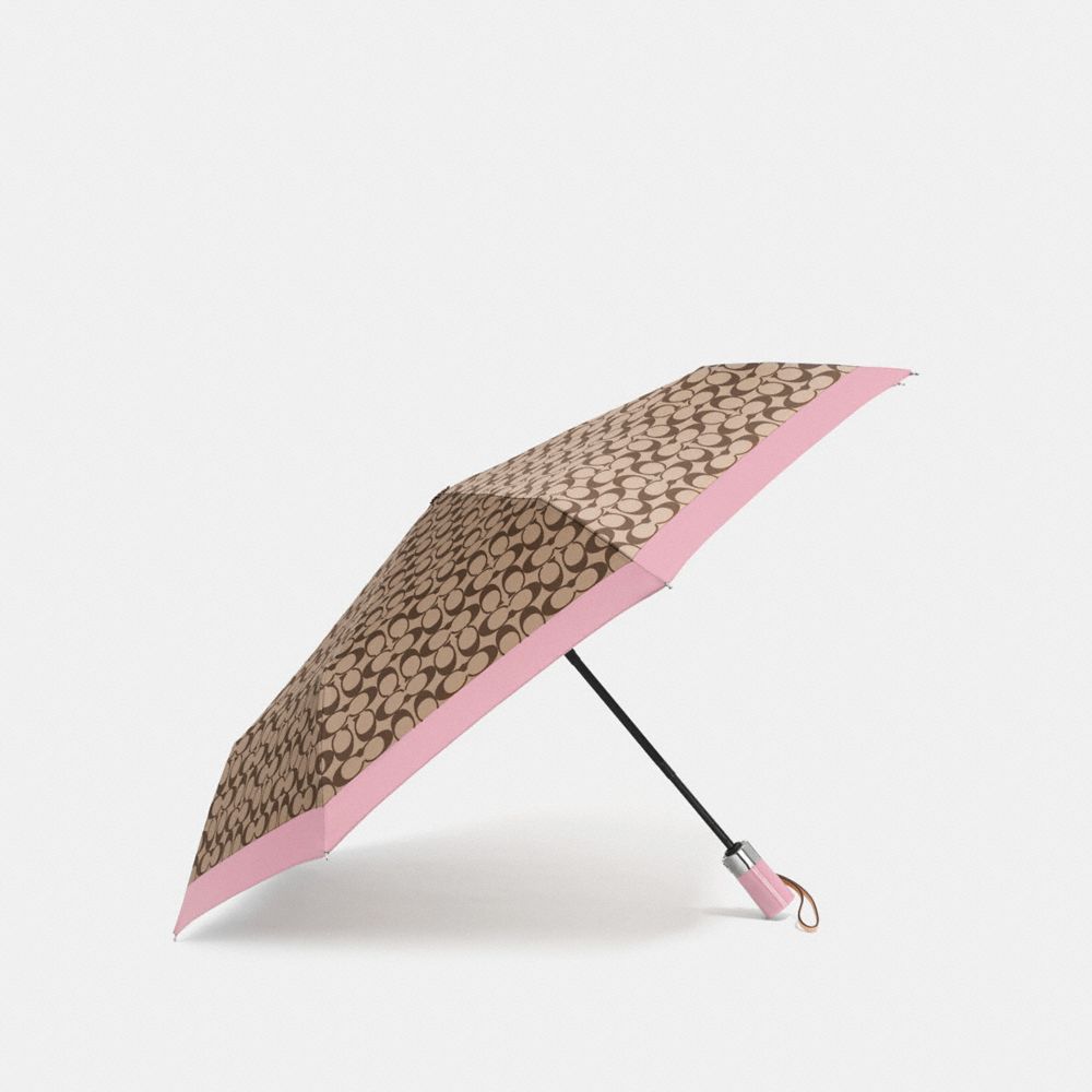 COACH F63364 Signature Umbrella SILVER/KHAKI/BLUSH
