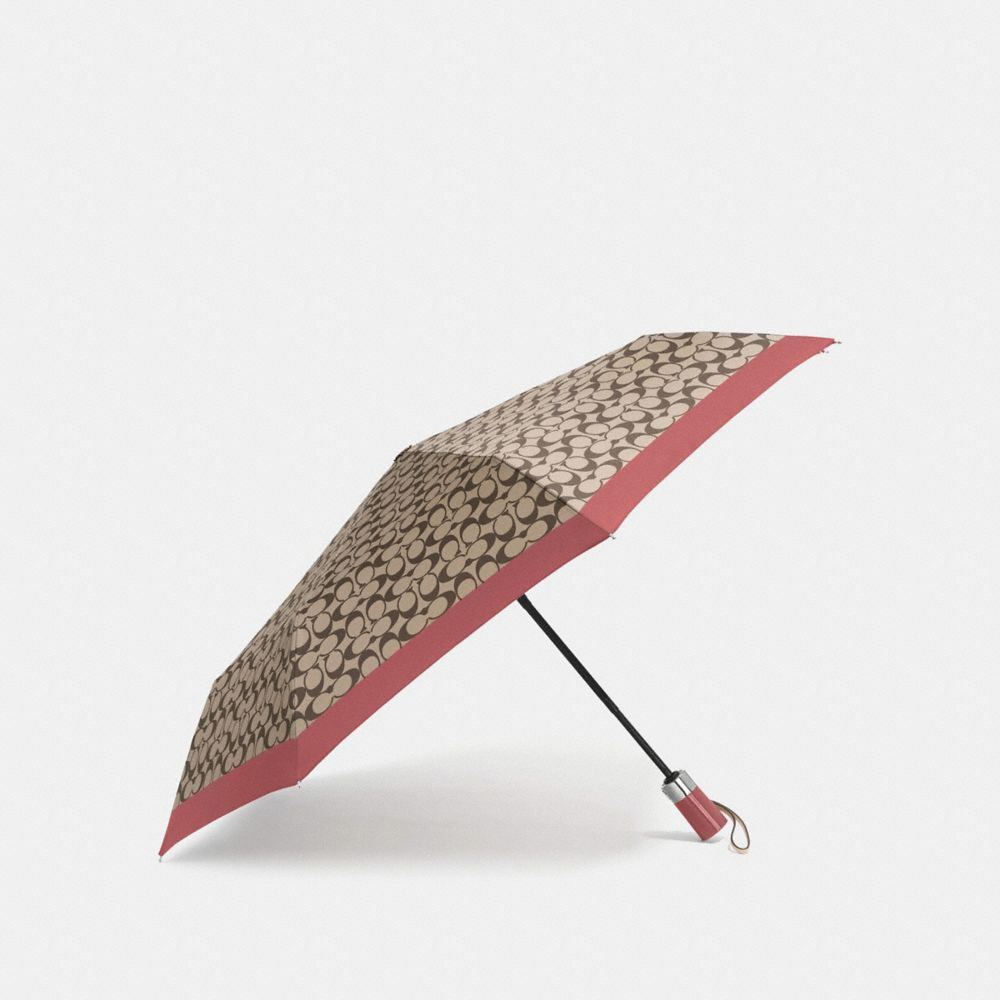 COACH F63364 Signature Umbrella SILVER/KHAKI/WATERMELON