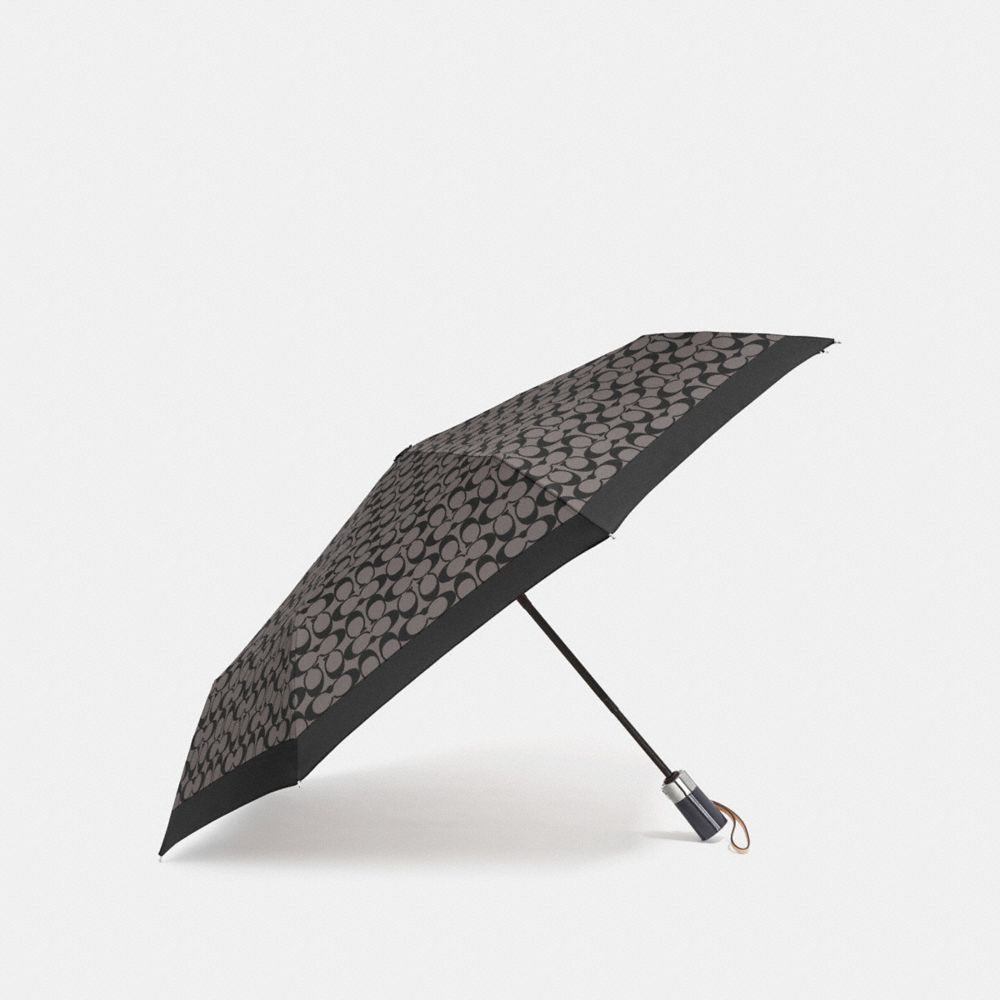 COACH UMBRELLA IN SIGNATURE -  SILVER/BLACK GREY/BLACK - f63364