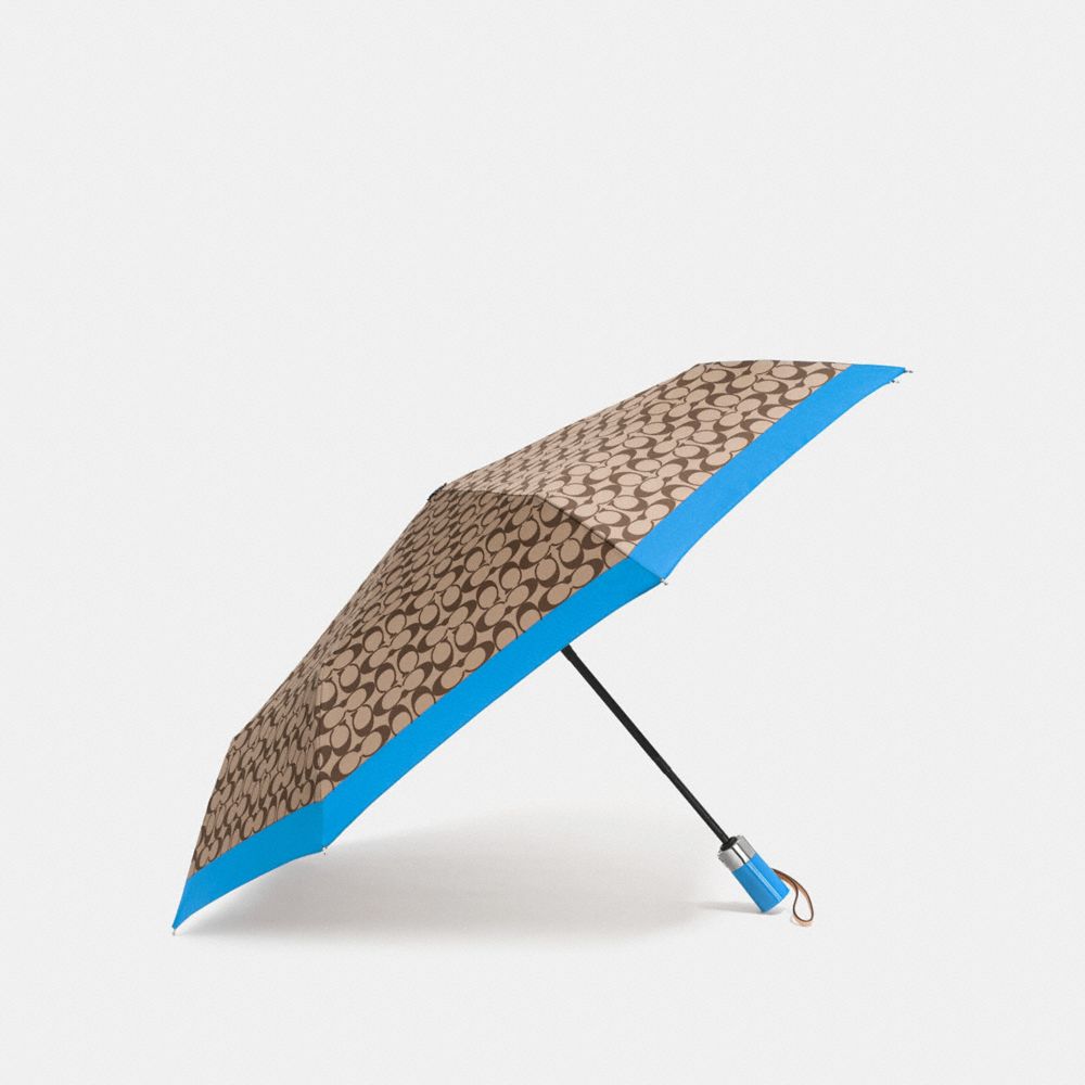 SIGNATURE UMBRELLA - BRIGHT BLUE/SILVER - COACH F63364