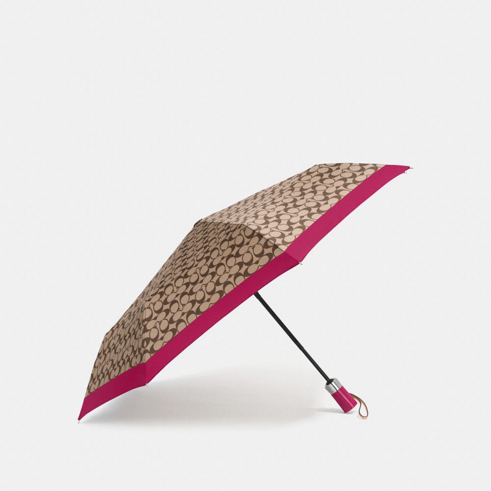 COACH F63364 Signature Umbrella SILVER/HOT PINK