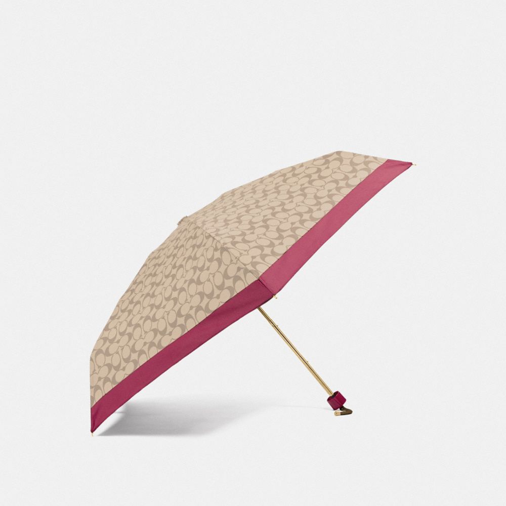 COACH F63365 Signature Mini Umbrella IVORY/ROUGE/GOLD