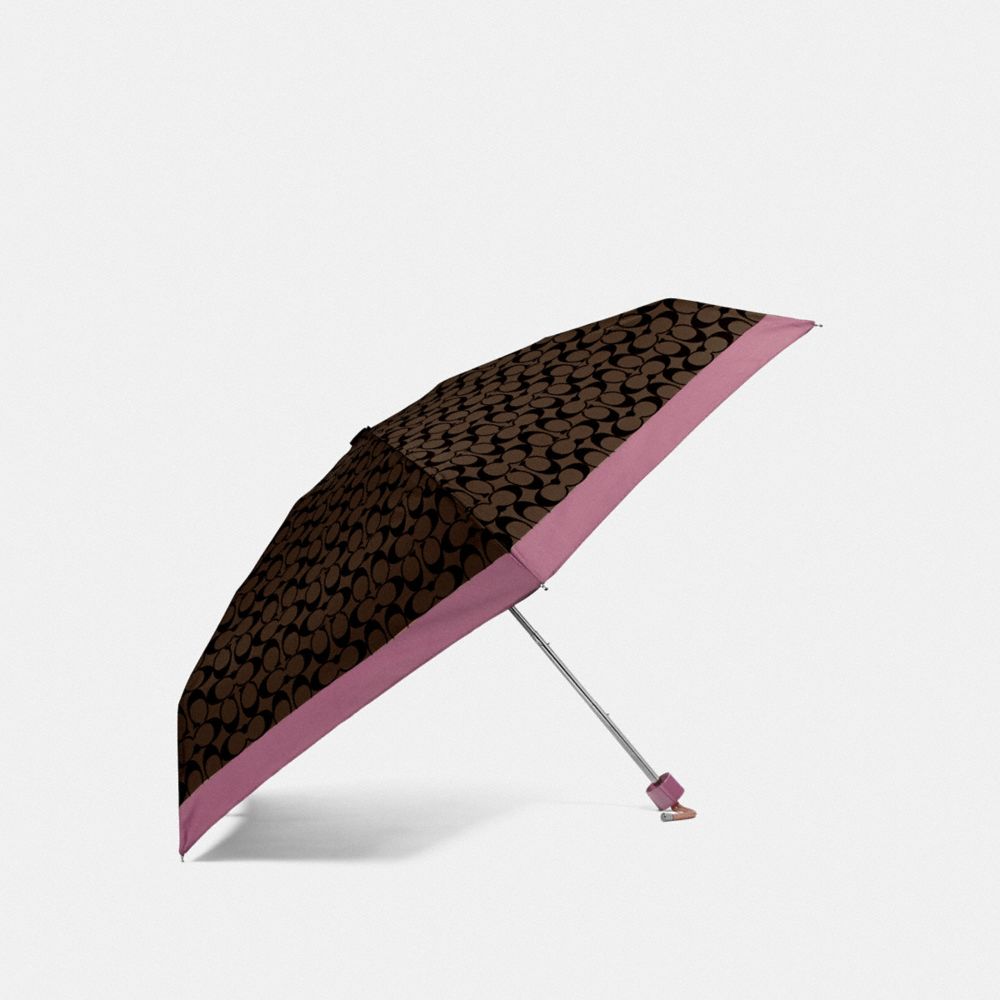 COACH F63365 SIGNATURE MINI UMBRELLA GD/MAHOGANY ROSE