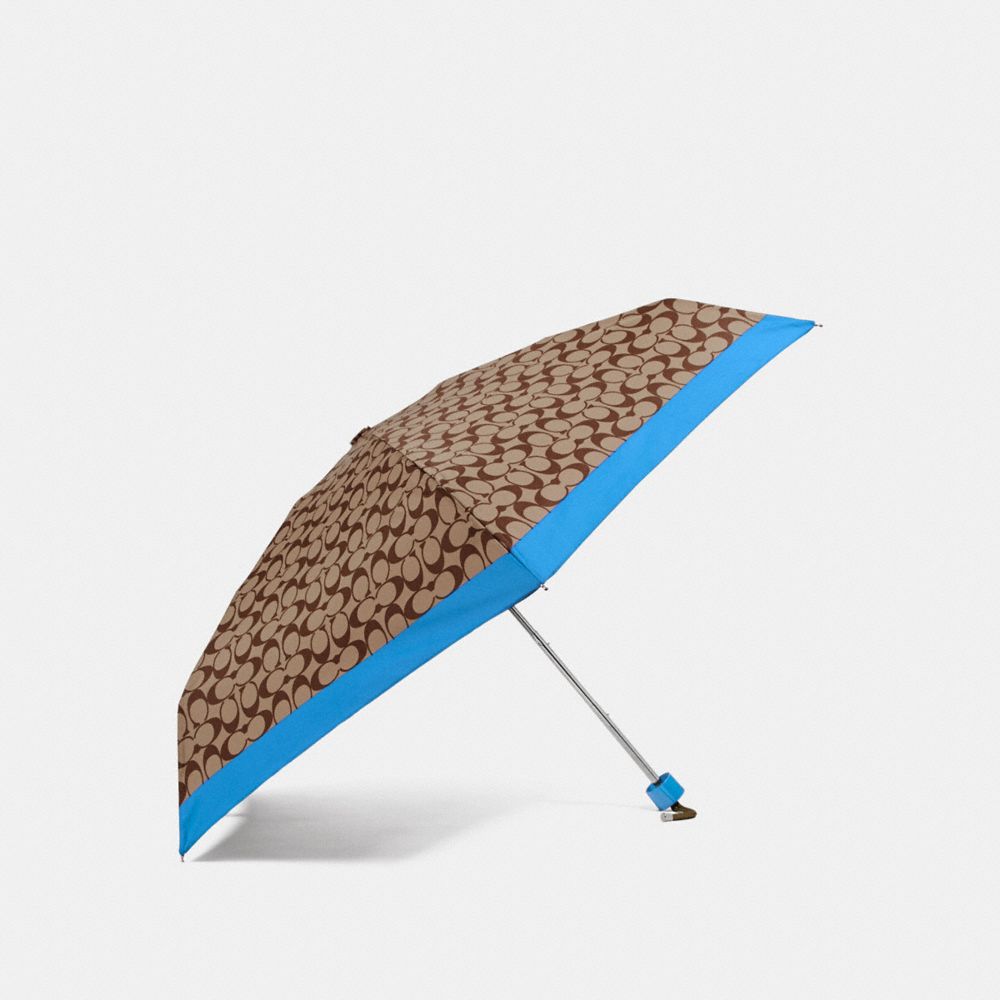 SIGNATURE MINI UMBRELLA - BRIGHT BLUE/SILVER - COACH F63365