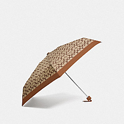 COACH F63365 Mini Umbrella In Signature SILVER/KHAKI/SADDLE