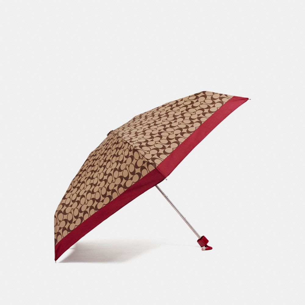 COACH SIGNATURE MINI UMBRELLA - CHERRY/SILVER - F63365