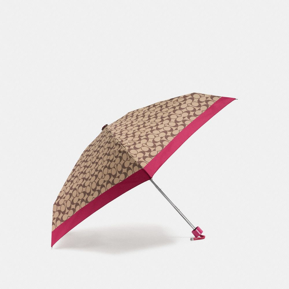 COACH F63365 Signature Mini Umbrella SILVER/HOT PINK