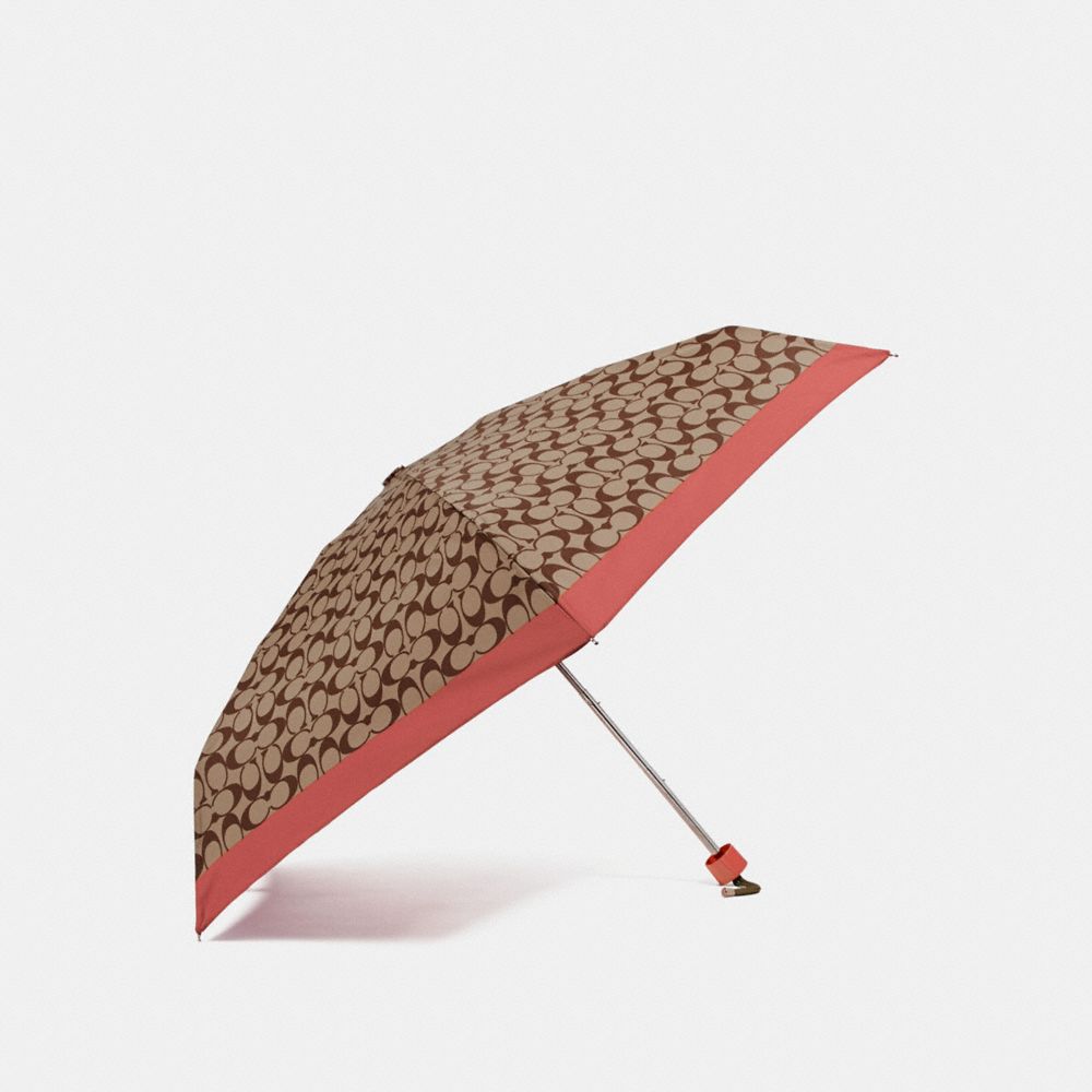 COACH F63365 SIGNATURE MINI UMBRELLA KHAKI/ROSE PETAL/SILVER